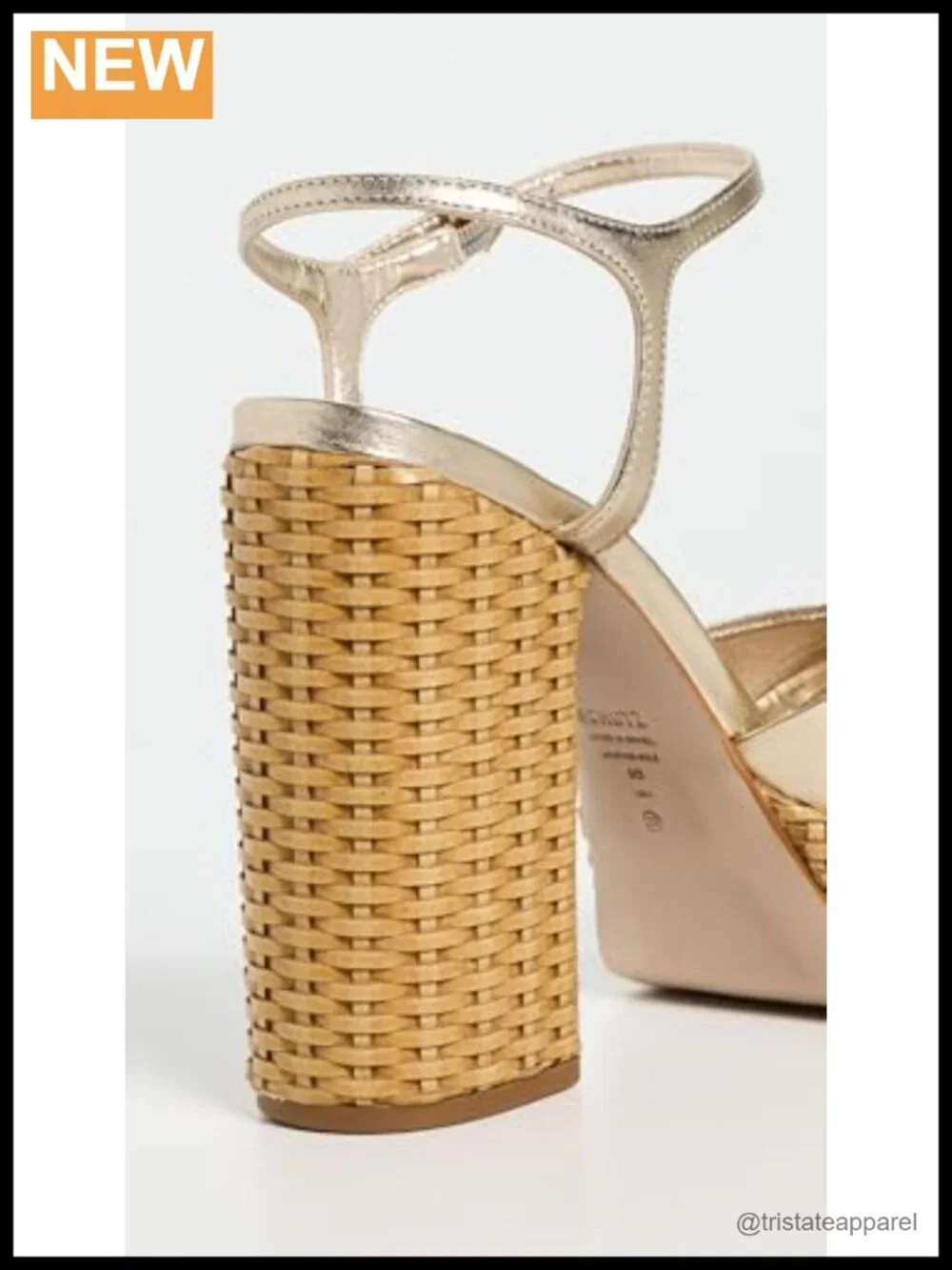 SCHUTZ Keefa Straw Platform Slingback Sandals Leather 4.75in Block Heel